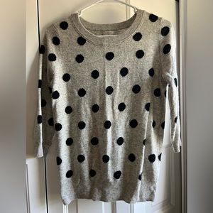 J Crew Sweater Grey with Black Polka Dots